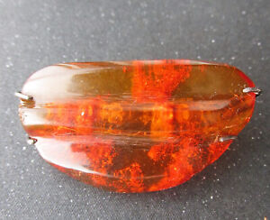 Antique Natural Baltic Amber Silver 800 Brooch 5.4g.