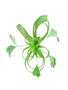 New Lime green coiled net feather comb fascinator wedding races ascot prom party - Picture 1 of 2