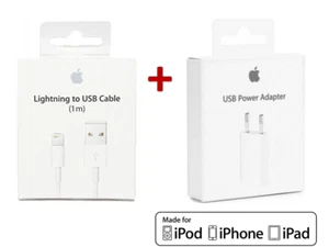 CARICATORE ALIMENTATORE + CAVO DATI LIGHTNING 1MT ORIGINALE APPLE IPHONE IPAD - Foto 1 di 1