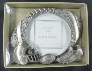 Sonoma Metal Pewter Football Photo Frame (NOS) Sports w/ Helmet & Cleats - Picture 1 of 2