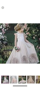 NWT Dollcake While I Wait Maxi Dress Lace detail Photo Wedding Girls Sz 7 Blush - Picture 1 of 4