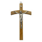 Wandkreuz Olivenholz natur Kruzifix mit Metallkorpus silber 25 cm Schmuckkreuz