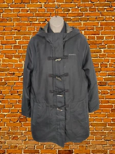 MERRELL BLACK COAT MEDIUM WOMENS LONG WINTER PARKA PUFFER DUFFLE FASTENING - Picture 1 of 6