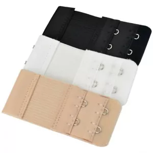 3/pk Bra Elastic Lingerie Extenders 2-Hooks 2 Rows Extension Strap Assort Color - Picture 1 of 7