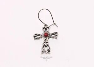 Alchemy Gothic Wrought Cross Single Earring E143 Goth Red Pewter Crystal Vintage - Picture 1 of 2