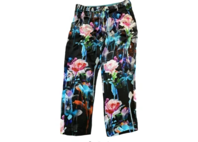Calça Capri Emporio Armani Floral Seda Tamanho Pequeno, Bolsos - Imagem 1 de 4