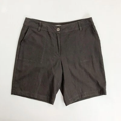 Bermudas TRAVEL SMITH Mezcla de Lino Talla 12 Calce Relajado Golf Verano Marrón Oscuro Foto 1 de 4