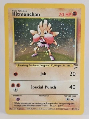 Pokémon TCG Hitmonchan Base Set 2 8/130 Holo Unlimited Holo Rare With Swirl - Image 1 of 3