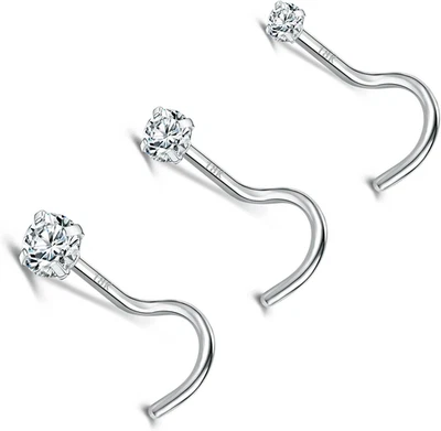 Anillos de nariz de oro real de 18 quilates 20G para mujer y hombre, diamante simulado de circonita cúbica de 1,5 mm 2 mm 3 mm,  Foto 1 de 4