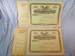 2 CERTIFICATI STOCK PETRI ITALIAN AMERICAN CIGAR COMPANY 1914 & 1987 AVANTI - Foto 1 di 5