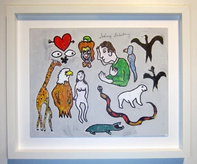 Surrealistischer visionärer Außenseiter Fantasy Ölgemälde von Sidney Goldberg 11 x 14 - Bild 1 von 4