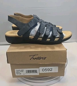 Damenschuhe Größe 10,5 W Trotters Tiki Tool Lederriemen-Sandalen T2423-400 marineblau - Bild 1 von 13