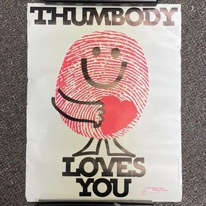 VINTAGE 70s Thumbody Loves You Poster Hippie First National Bank Mount Prospect - Picture 1 of 7