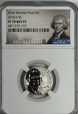 2018-S Silver Jefferson Nickel Reverse Proof : NGC PF70 - Image 1 of 4