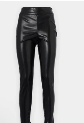 Pantalones de imitación de cuero Guess para mujer talla L negros pierna ajustada motociclista tiro alto NUEVO Foto 1 de 4