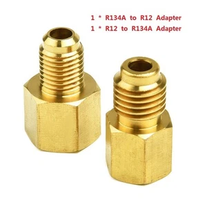 R12 To R134a Adapter Connector R134a To R12 2pcs/Set Brass Gold Practical - Picture 1 of 23