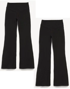 Old Navy Girl's High-Waist PowerChill Crossover Flared Leggings 2pk - Black - S - Picture 1 of 1