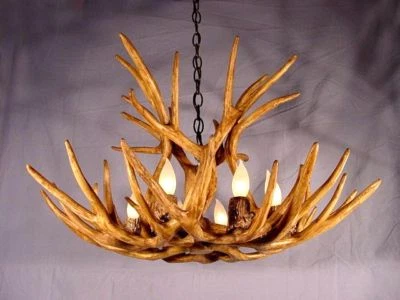 Lámparas araña mula de cuerno imitación ciervo de cdn 28"x18" RS5 Foto 1 de 4