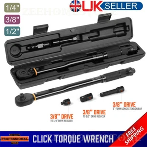 1/4" 1/2" 3/8" Square Drive Torque Wrench Ratchet 13.6-108.5Nm 10-80Ft-Lb 3 in 1 - Picture 1 of 13