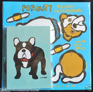 POP OUT Art Marc Tetro Create Your Own BULLDOG/SKATEBOARD Dog Figure & Note Pad - Bild 1 von 3