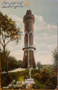 Alemania Postal EBINGEN Torre de Emergencia con Bandera Blicksturm Schulz Berlín 1912 - Imagen 1 de 2
