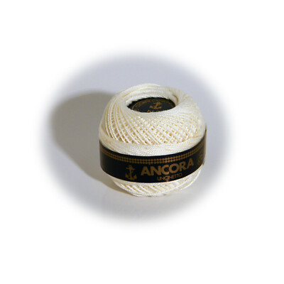 Cordonetto Anchor Per Uncinetto 20g - Cotone Qualità Grossezza 60 (Bianco 7901)