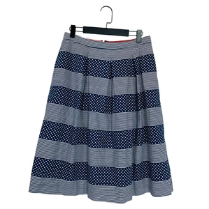 Boden Blue White Stripe Spot Blue Ditsy Cotton A Line Skirt - Size 12 - Picture 1 of 9