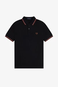 🔵 Fred Perry Polo M3600 Y67 Nero-PuttyPink-Marronewhisky Uomo New SS25 - Imagen 1 de 2