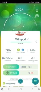 AMAZING!!! ✨ SHINY WIMPOD!!! ✨ - PKMN GO!!! - NOT REGISTERED!!! - Picture 1 of 2