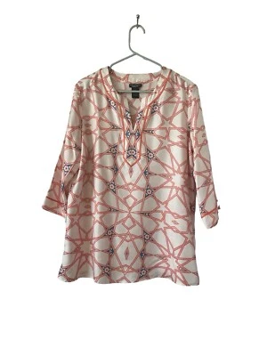 Blusa Mujer Doncaster Collection Seda 100% Crema/Naranja Ligera Talla 12 Foto 1 de 4