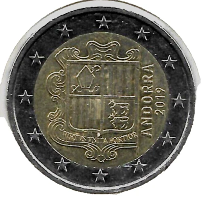 Moneda  Andorra 2€ 2019 km# 527 (Circulación Normal) Usada Ref. M 2737 - Imagen 1 de 2