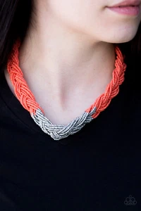 Brazilian Brilliance Orange Necklace/Earrings Paparazzi New - Picture 1 of 3