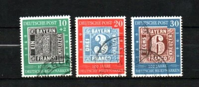 Germany 1949 set 100 years German stamps (Michel 113/15) nice used - Image 1 of 2