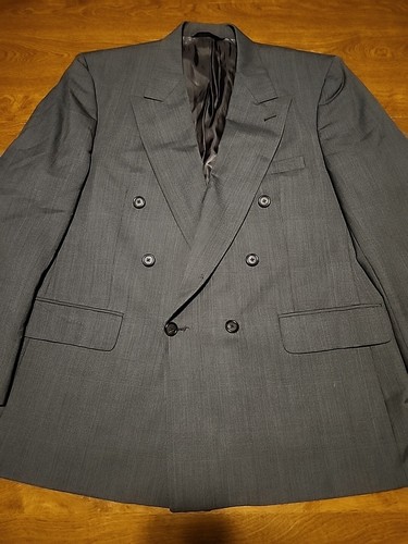 Blazer tuta uomo Burberrys taglia 46R 100% lana doppiopetto testurizzato grigio a quadri