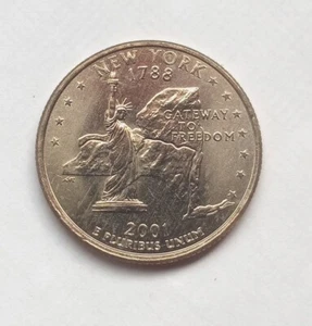 2001 D New York State Quarter 25C Coin UNCIRCULATED FREE SHIPPING Q124 - Picture 1 of 2
