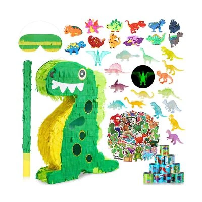 141 Piezas Piñata de Dinosaurio para Fiesta de Cumpleaños, Juego de Piñata de Dinosaurio con Carpeta... Foto 1 de 4