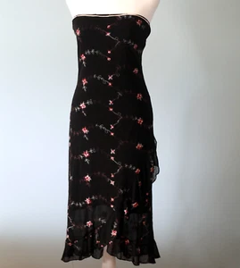 PS PerSeption Vintage 90s Y2K Strapless Med Bodycon Dress Floral Embroider USA - Picture 1 of 23