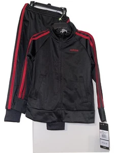 Adidas Boys Track Suit Athletic Pants Jacket Black Red Size 4 - Picture 1 of 2