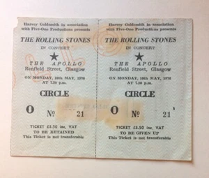 Rolling Stones Billy Preston May 1976 Unused Concert Ticket Glasgow UK Original - Imagen 1 de 2