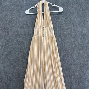 NWT American Eagle Outfitters Women’s XS Halter Jumpsuit Romper Wide Leg Striped - Picture 1 of 12