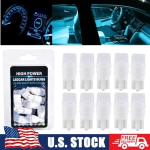 10x Ice Blue T10 LED Bulbs Instrument Panel Dashboard Dome Lights 192 168 194 - Picture 1 of 12