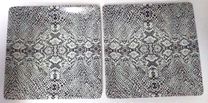 West Elm ceramic Snakeskin embossed square 8x8 appetizer snack side plate Set 2 - Picture 1 of 9