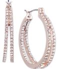 $42 Givenchy Medium Crystal In & Out Double Hoop Earrings Rose Goldtone 1" #120C