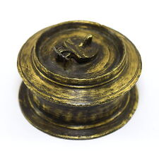 Very Old Rustic Table Décor Vintage Solid Brass Nice Heavy Inkwell. G67-48 US