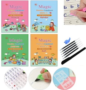 4X Magic Practice Copybook Magical Pen, Number Tracing Book Reusable Handwriting - Picture 1 of 10