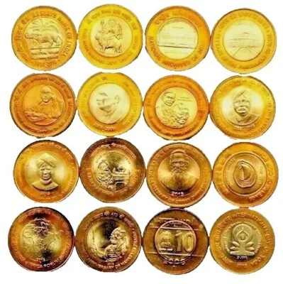 INDIA COMMEMORATIVE 2015-16 | 16 BI-METALIC 10 RUPEES RARE UNC COINS ##21 - Image 1 of 4