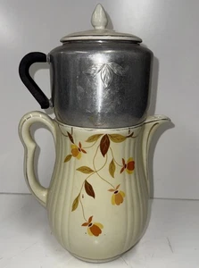 Vintage Hall AUTUMN LEAF    8 CUP RAYED COFFEE POT W/ METAL DRIPPER & LID - Picture 1 of 14