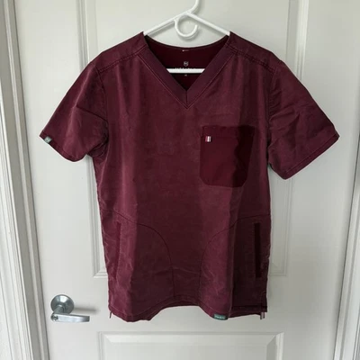Men's Mediclo Velvet Medical Scrub Set Maroon Burgundy M Medium - Image 1 of 4