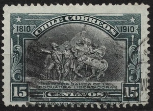 Sn:#89 SG125 used 1910 15c CHILE First Sortie of Liberating Forces - Picture 1 of 2