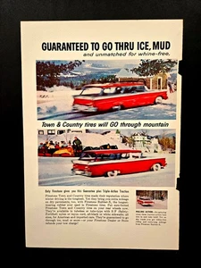 1950's Print Advertising, Firestone Town & Country Tires, Triple Action, Car Art - Picture 1 of 1
